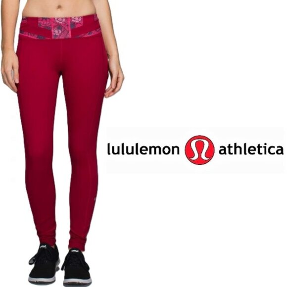 lululemon athletica Pants - LULULEMON leggings 6 red Speed Tight II Luxtreme Brushed Cranberry VGUC